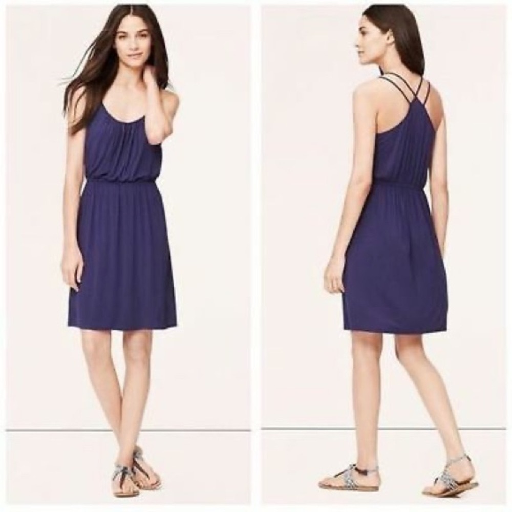 Ann Taylor LOFT strappy cami dress blue S